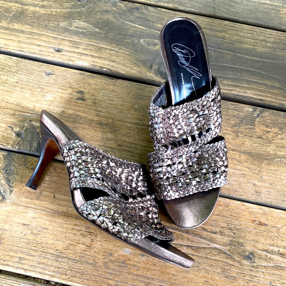 Donald J. Pliner Alita Metallic Leather Heeled Slides